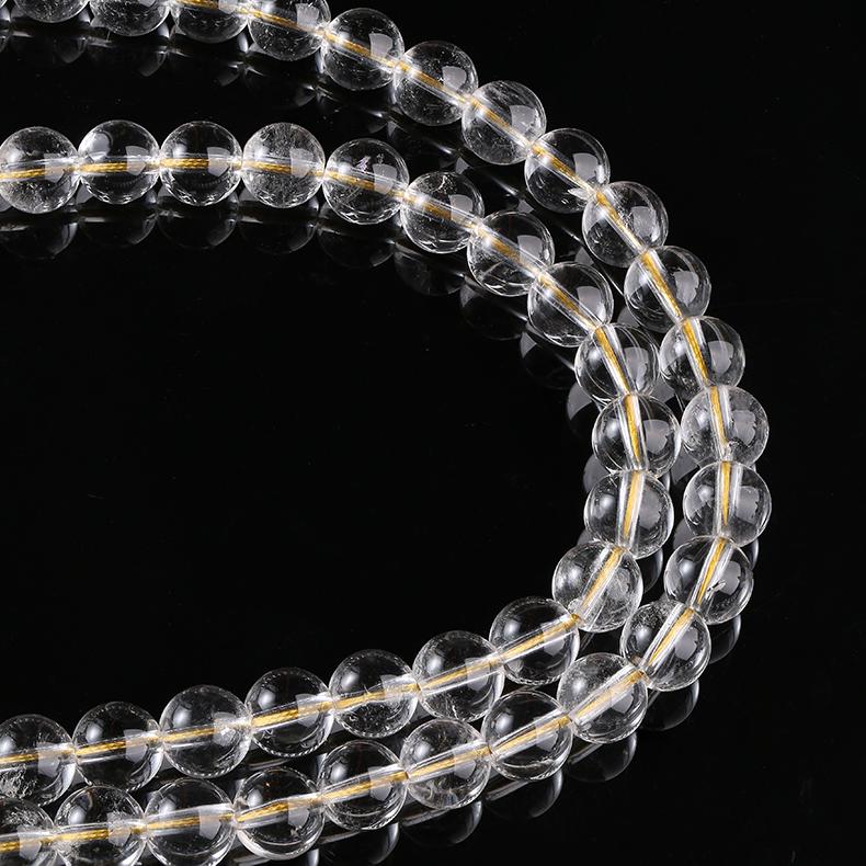 Tibetan 108 beads prayer mala with white crystal and tiger eye for clarity and inner strength.