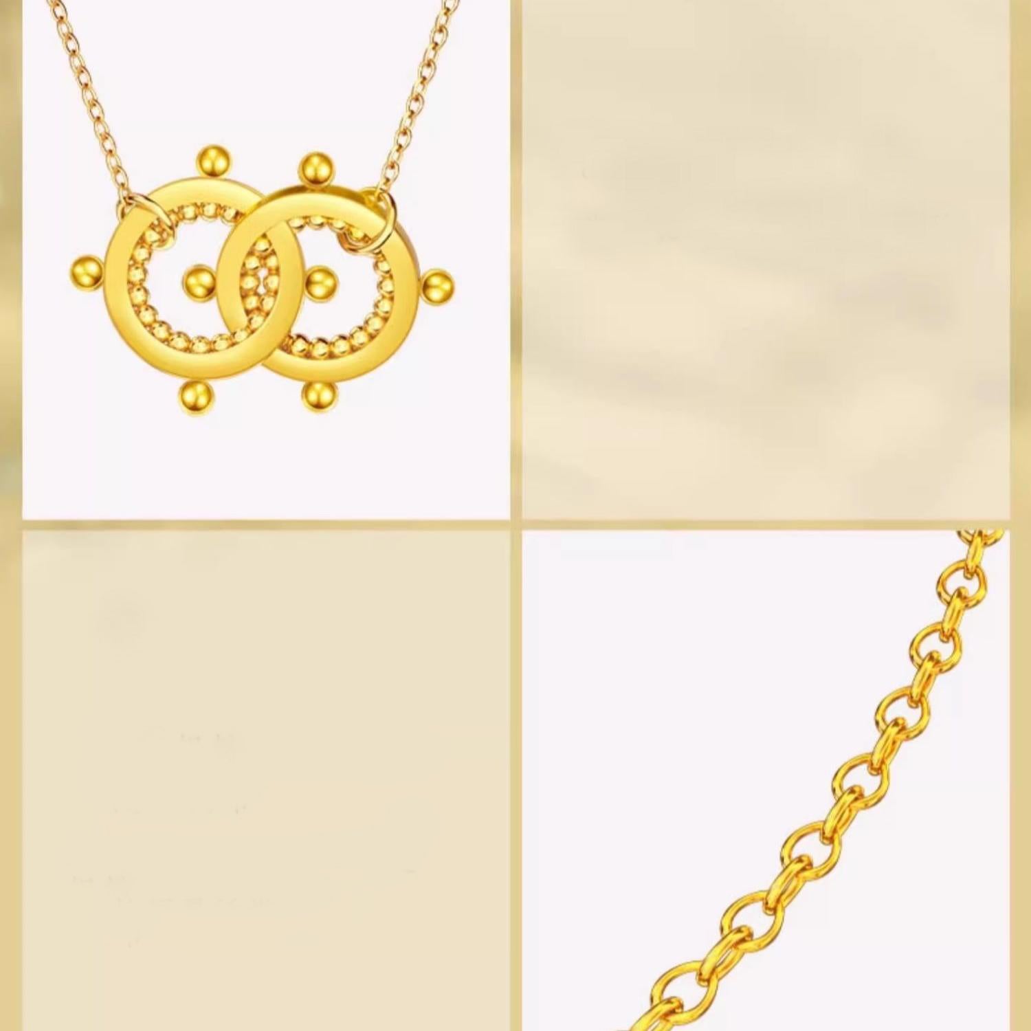 "Tibetan Buddhist 18K gold-plated necklace with a handmade mountain-water pendant, symbolizing enduring friendship and harmony."