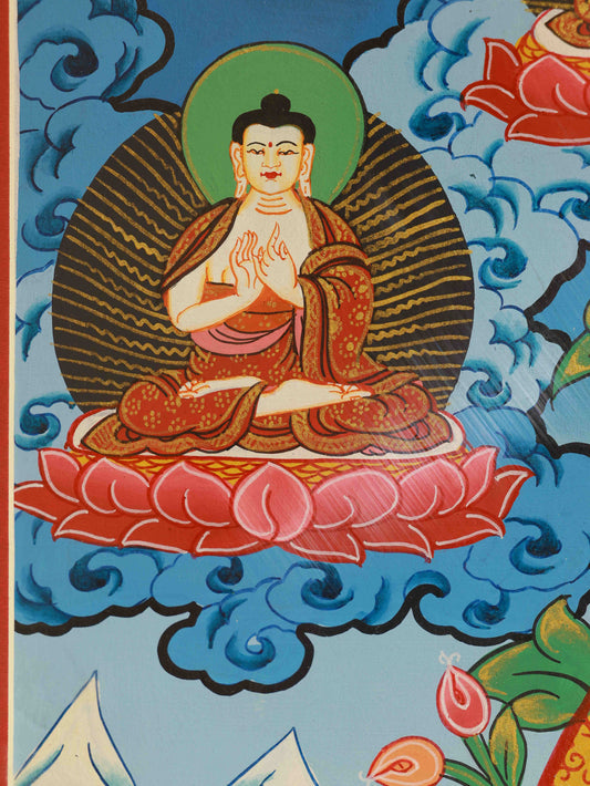 Tibetan Buddhist Four-Armed Avalokiteshvara Thangka, hand-painted Tibetan Buddha art