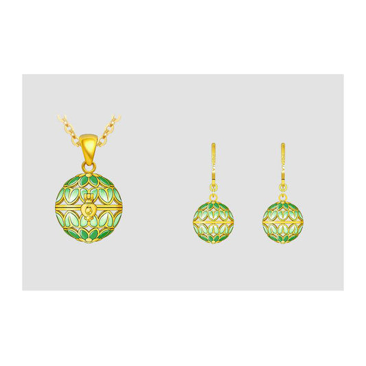 Auspicious Loop Jewelry Set with Necklace and Earrings, 925 Silver Tibetan Style