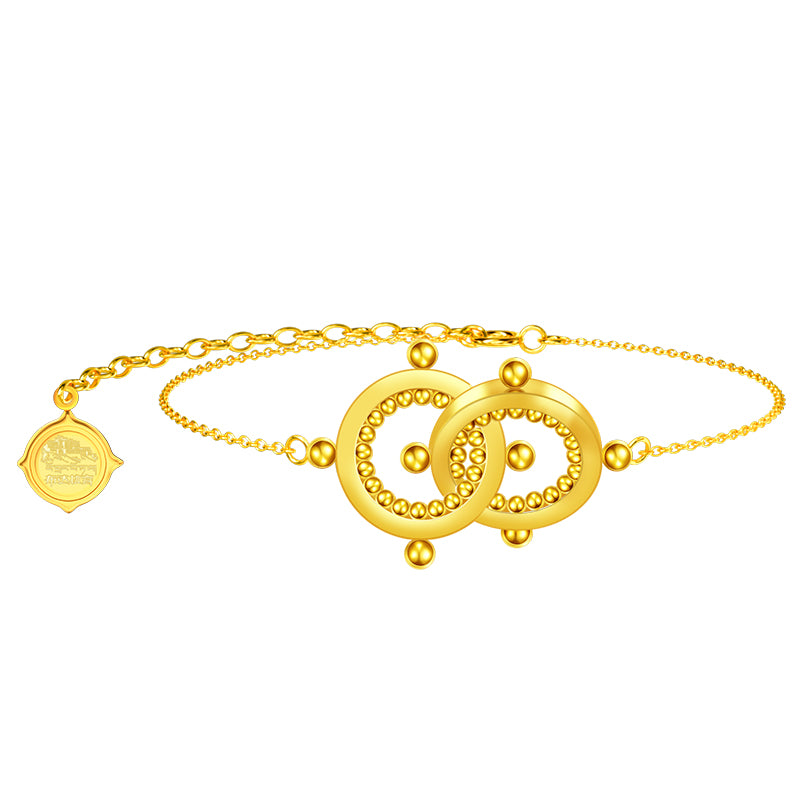 "Handmade Tibetan Buddhist 925 silver bracelet with 18K gold plating, featuring a mountain-water design symbolizing connection and friendship."