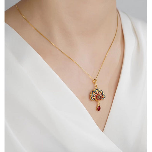 Handmade 925 Silver Necklace Symbolizing Five Auspicious Blessings