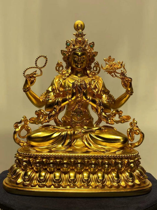 Tibetan-buddhist Vajrapani Bodhisattva statue, silver-gilded and hand-painted with mineral pigments, Tibetan Buddha art craftsmanship.