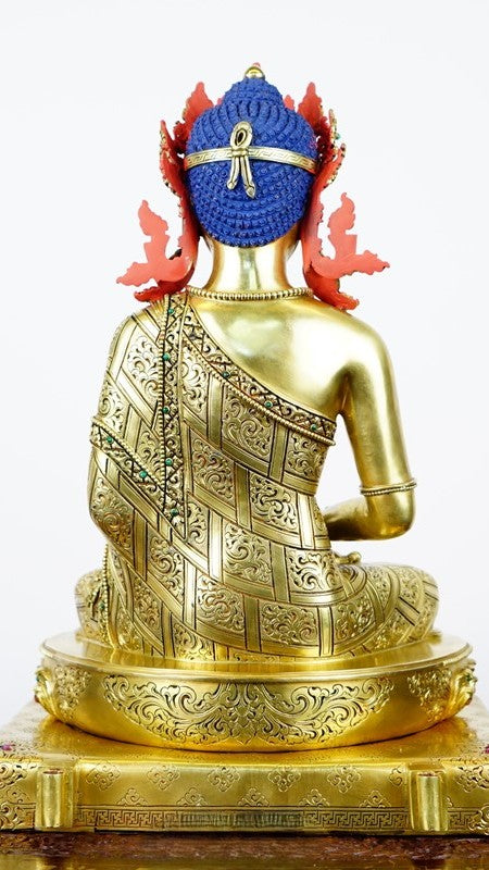 Exquisite Amitabha Buddha statue hand-painted with gilding and mineral pigments, symbolizing infinite compassion and spiritual wisdom in Tibetan Buddhist tradition.