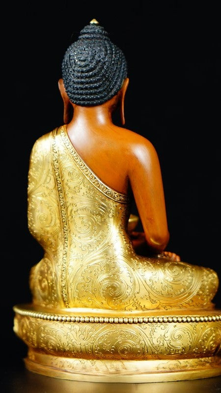 Beautifully hand-painted Amitabha Buddha Statue with gilded finish, 14cm in height. Symbolizing wisdom 