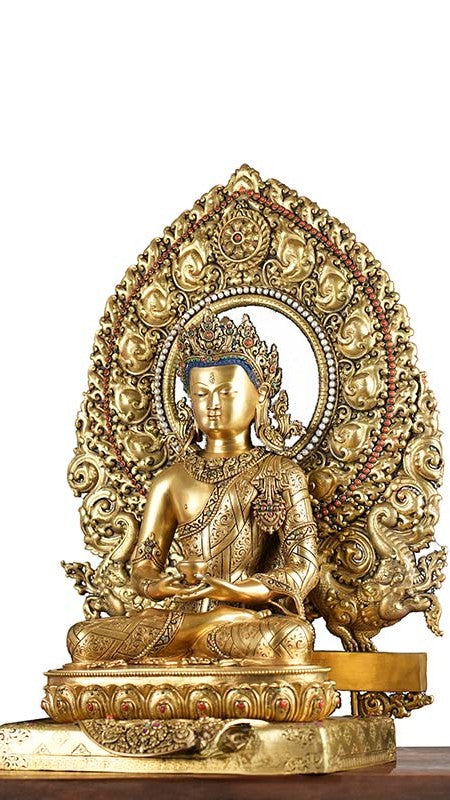 60cm Amitabha Buddha Statue, meticulously handpainted and gilded, embodying Tibetan Buddhist tradition. A beautiful addition to your meditation space or shrine.