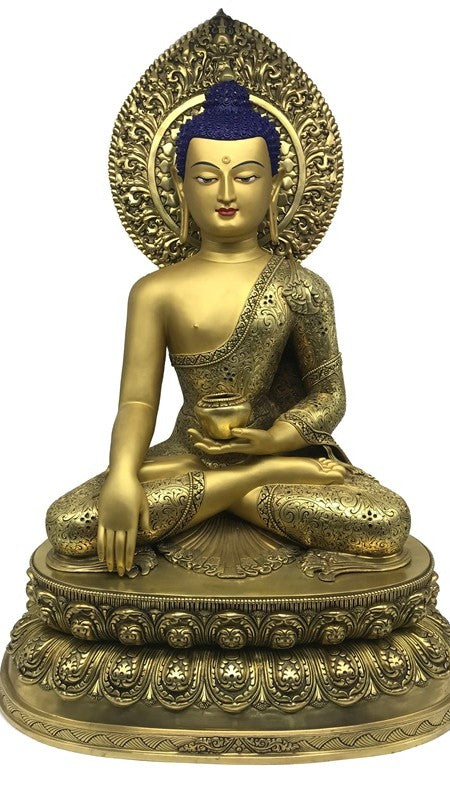 Tibetan Amitabha Buddha Statue – Handmade with Mineral Paint and Gilding – Perfect for Homes and Buddhist Shrines