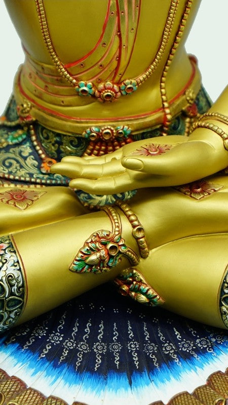 Pure Handmade Tibetan Amitabha Buddha Statue – Gilded with Gold and Mineral Paint – Perfect for Meditation and Sacred Decor