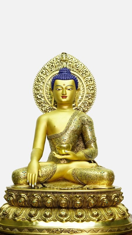 Tibetan Amitabha Buddha Statue – Handcrafted with Gold and Mineral Paint – A Symbol of Peace and Wisdom for Sacred Spaces