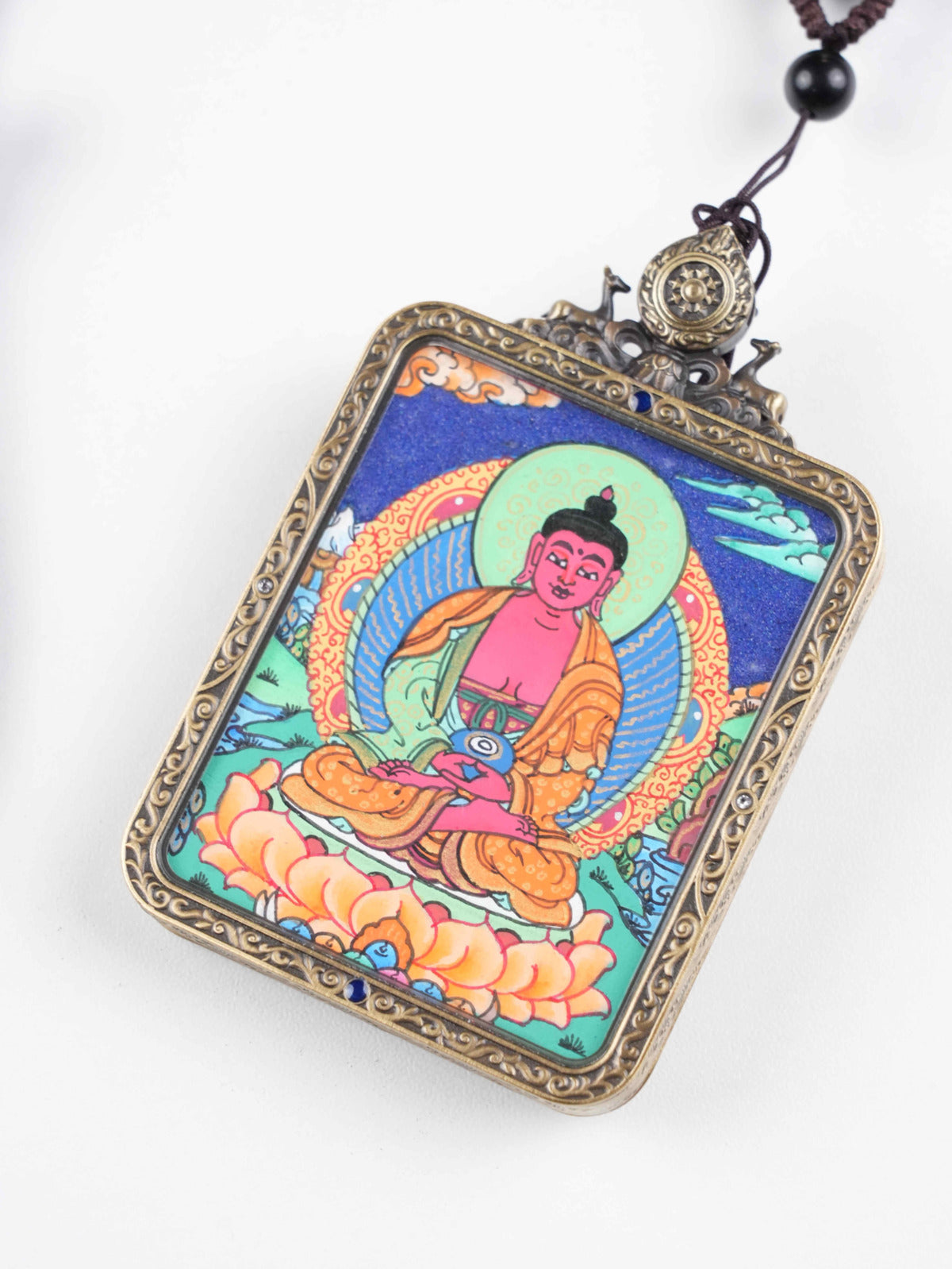 Amitabha Tibetan Thangka zodiac guardian pendant for peace and spiritual awakening.