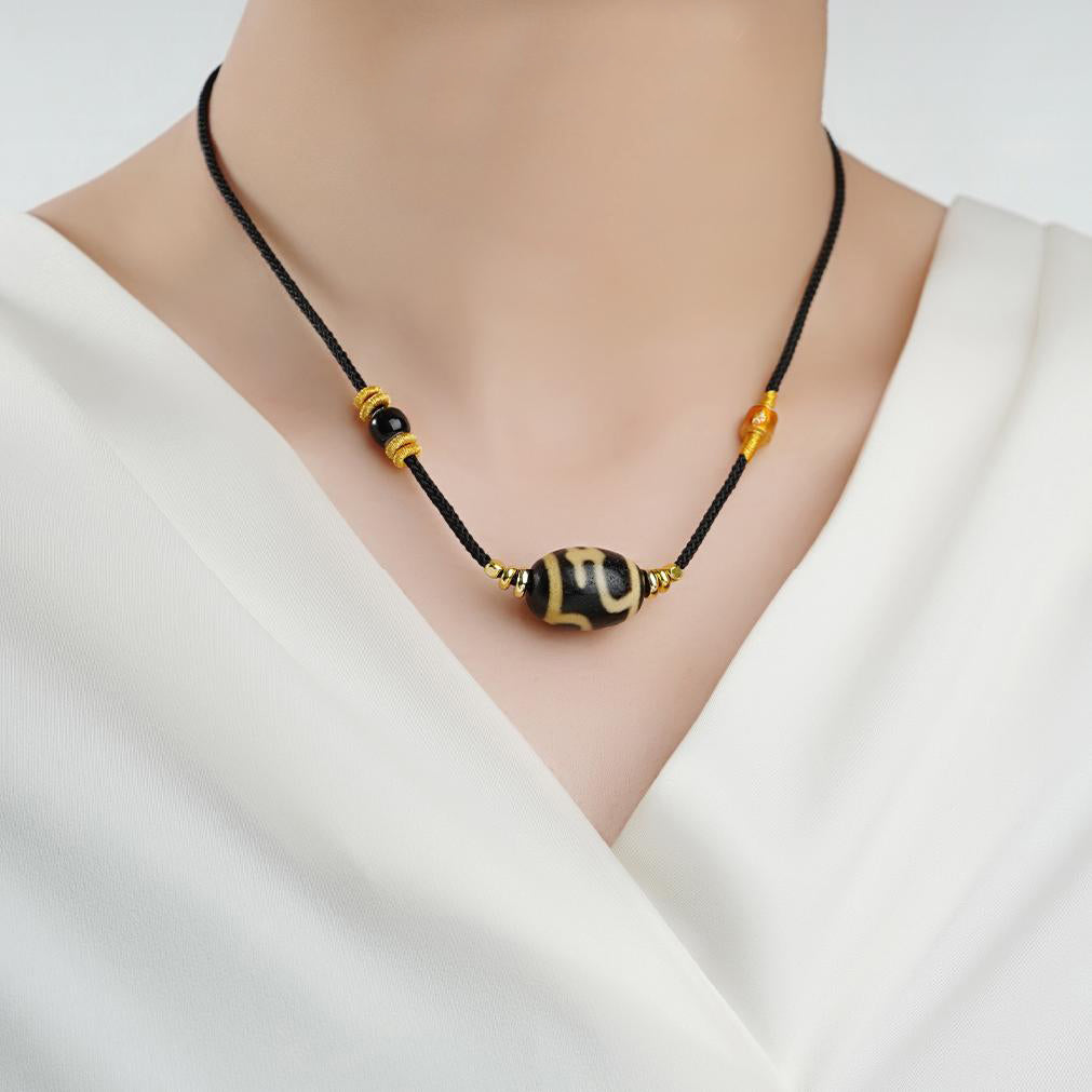 Tibetan Buddhist Bottle Dzi Necklace – spiritual protection pendant made with agate