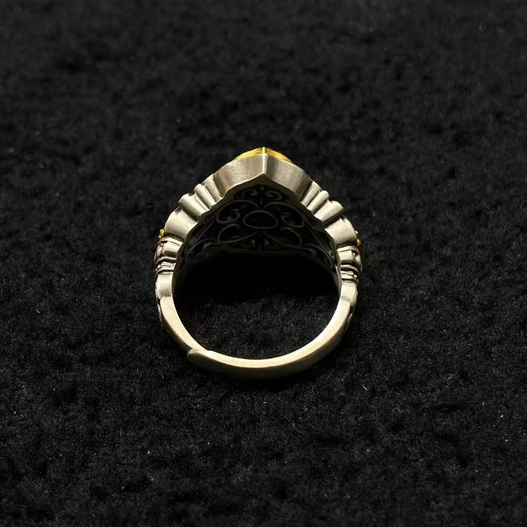 Sterling silver Green Tara protection ring crafted by artisans