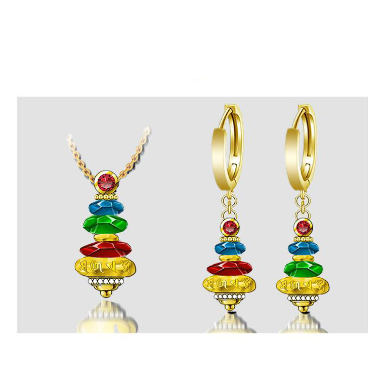 Tibetan Buddhist pearl and silver earrings representing spiritual balance and timeless beauty.