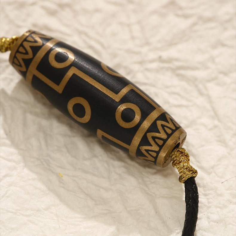 Tibetan Handmade Ash Grey Nine Eyes Bead Pendant Necklace – Spiritual Amulet for Protection and Inner Strength