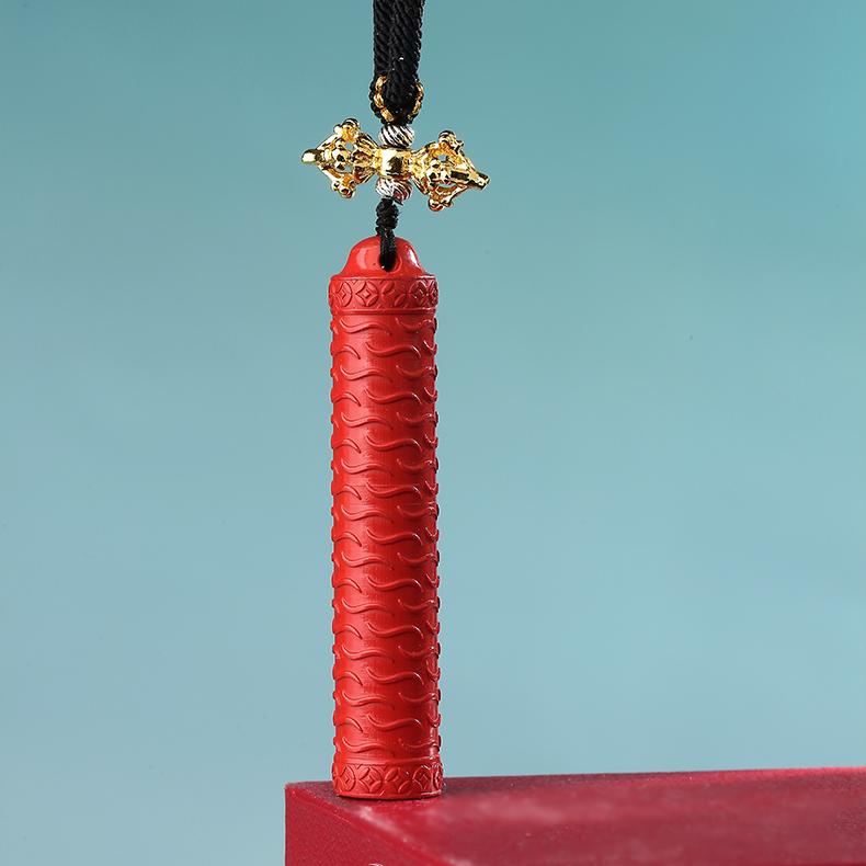 Luxury Authority Staff Pendant – Tibetan Buddhist Amulet with Agate and Tian Zhu