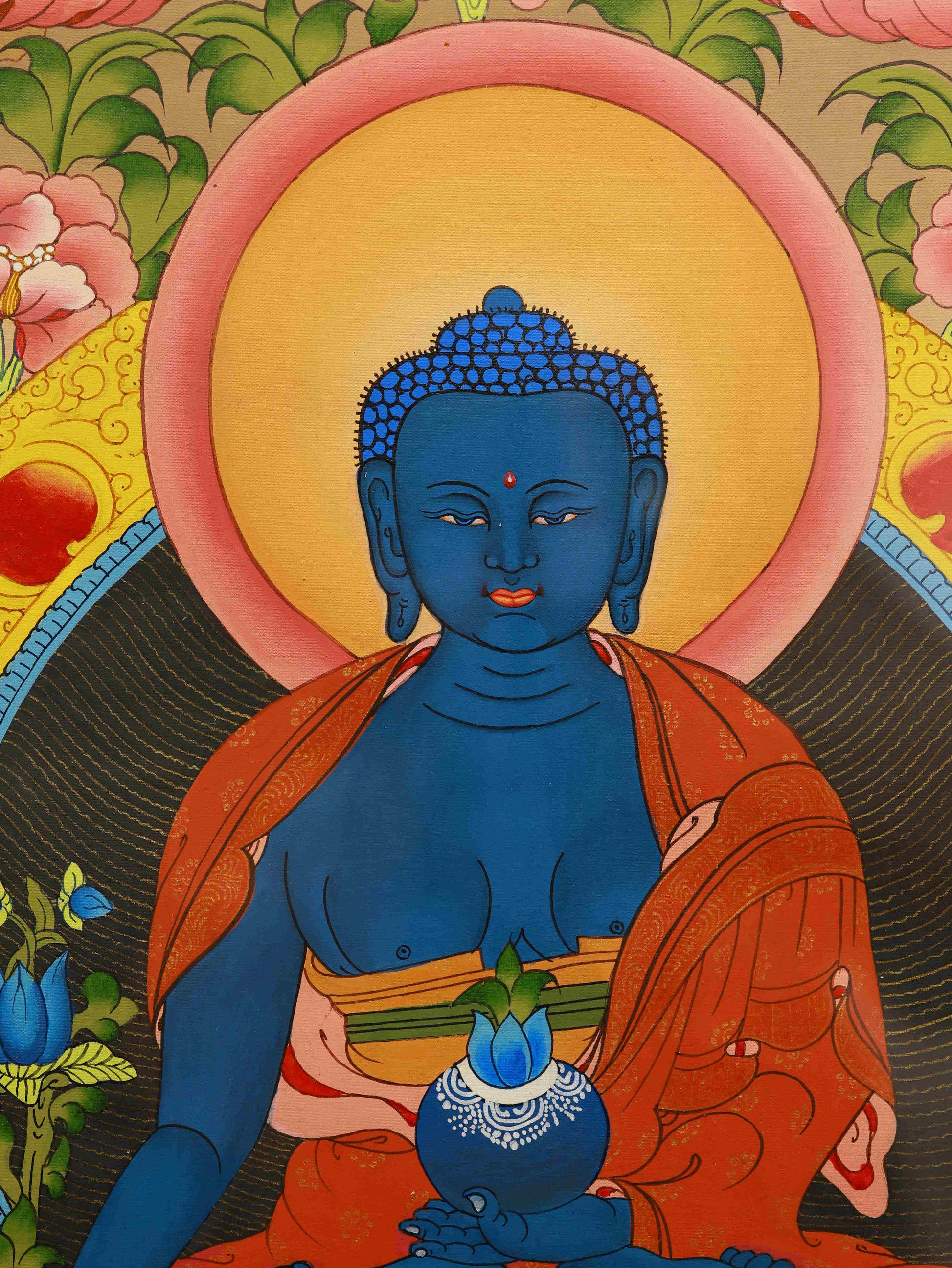 Medicine Buddha Tibetan Thangka Art – Traditional Handmade Tibetan Thangka Painting