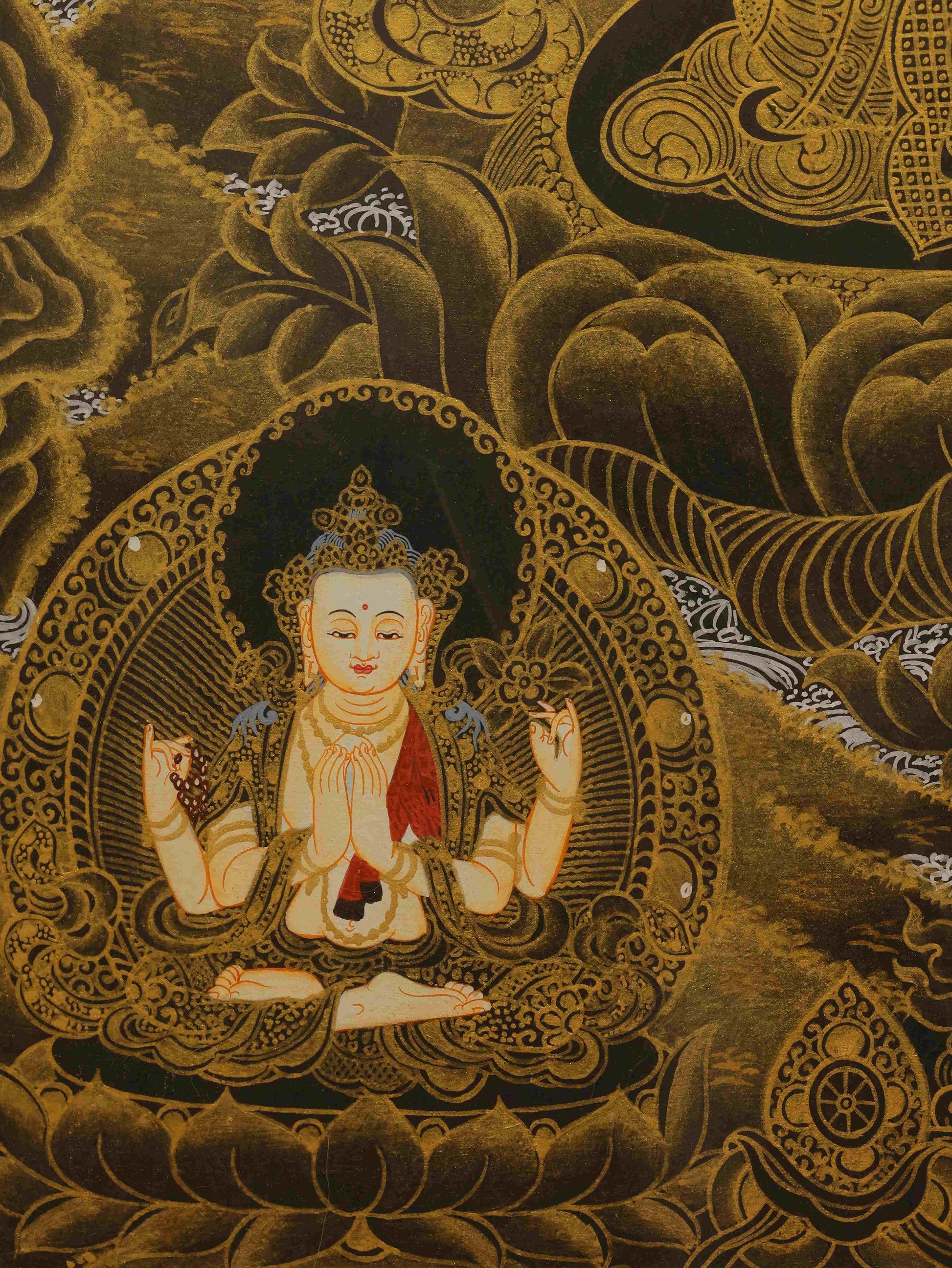 Handmade Black Vajrasattva Thangka representing karma purification and tantric transformation.