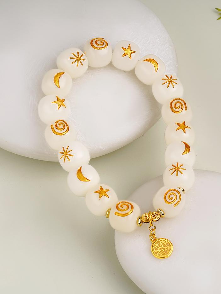 Tibetan-Buddhist Xinti Bodhi root bracelet with 925 silver Potala Palace charm and copper spacer beads, handcrafted meditation jewelry