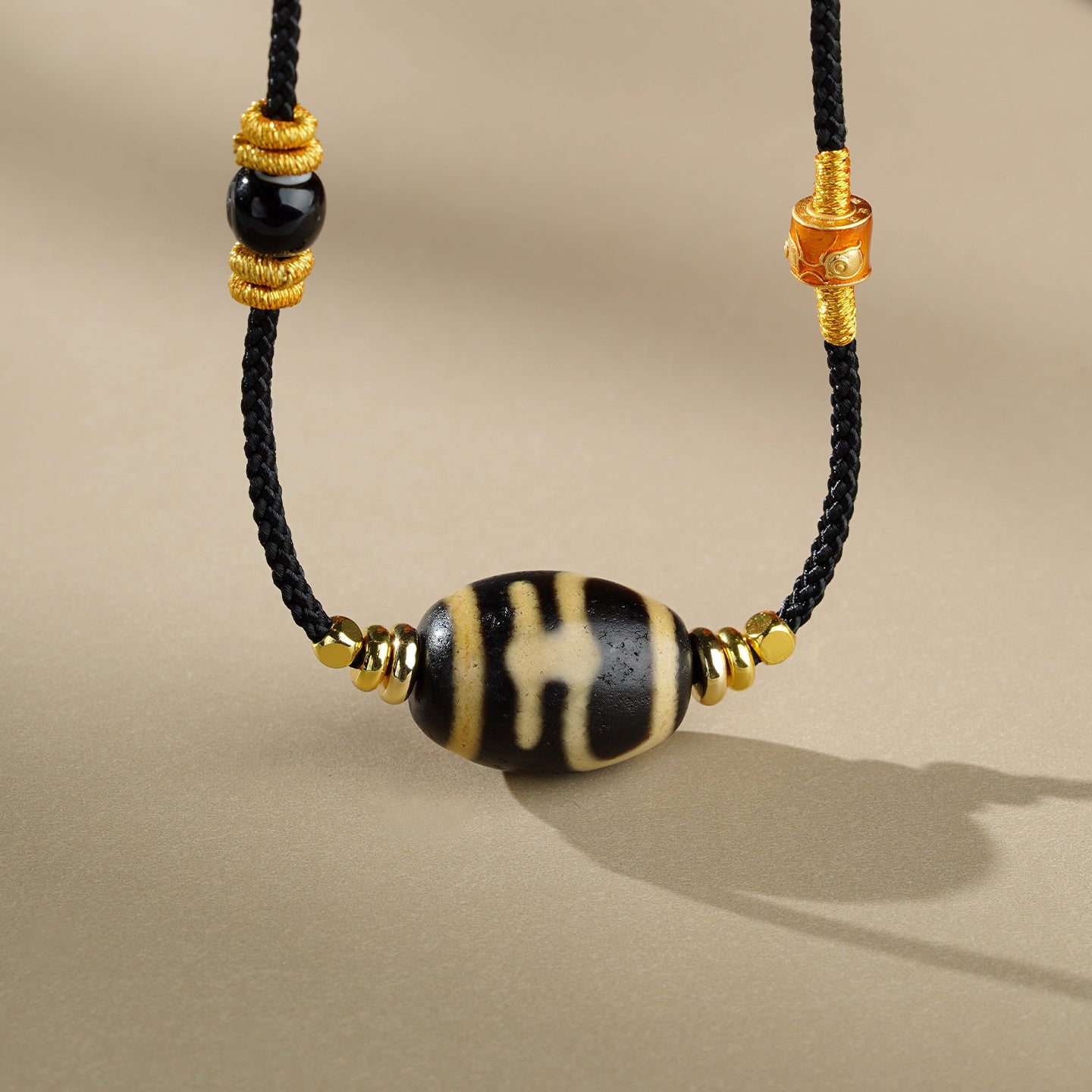 Tibetan Buddhist Handmade Bottle Dzi Agate Pendant Necklace – symbolizing abundance, protection, and spiritual balance