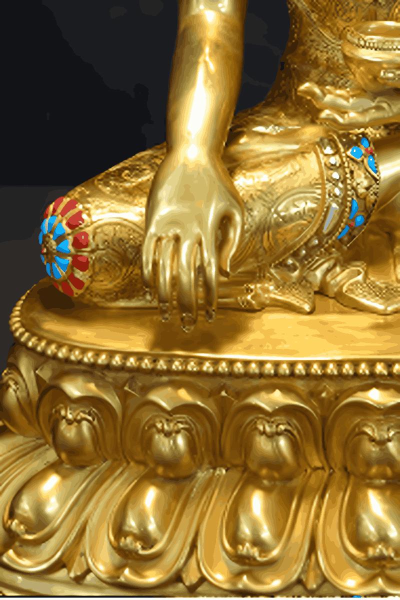 Fine painted Tibetan Buddhist Shakyamuni Buddha, handcrafted brass statue with vibrant mineral pigments, Buddhist Art collectible.