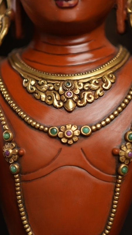 Painted Gilded Shakyamuni Figure Art, Authentic Tibetan Buddhist Statues Collection