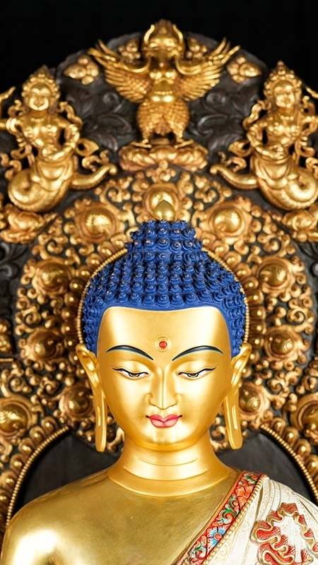 Shakyamuni Mineral Painted Gilded Figure, Tibetan Buddhist Statues Collection Art