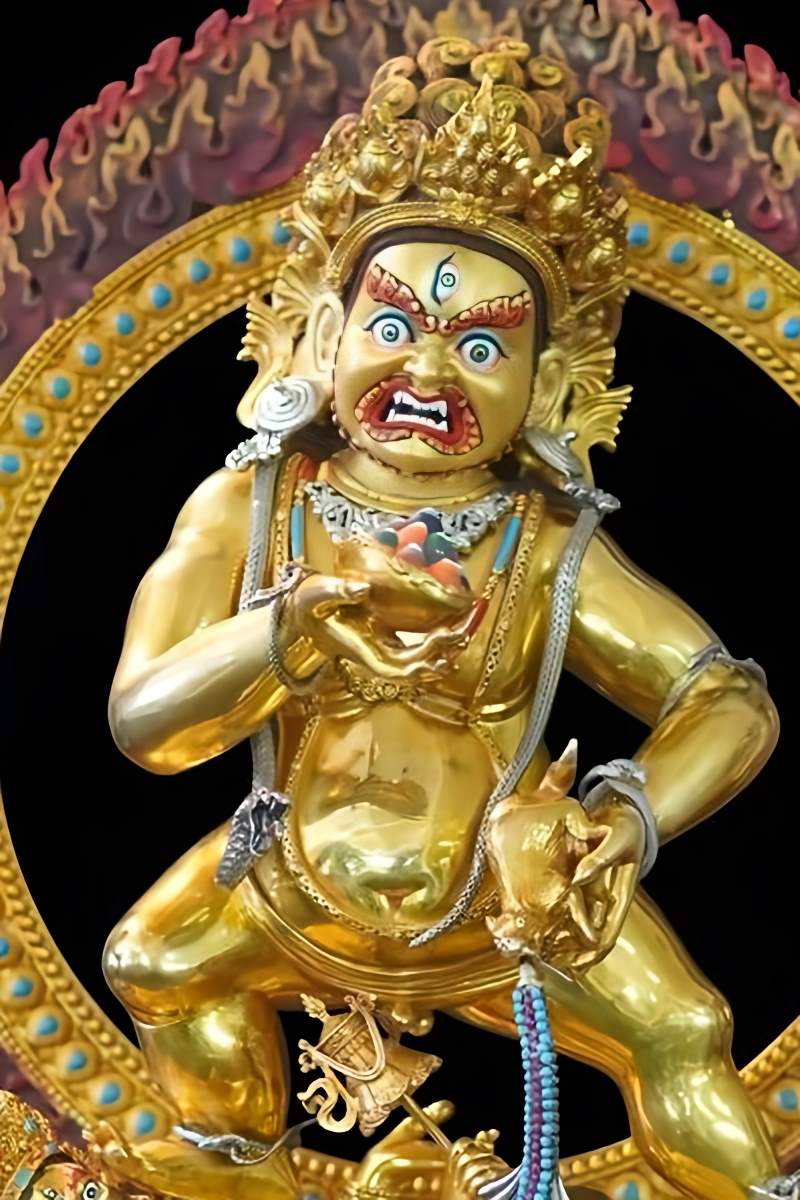  Ritual Black Jambhala sculpture handcrafted from copper, embodying Tibetan Buddhist statue culture.