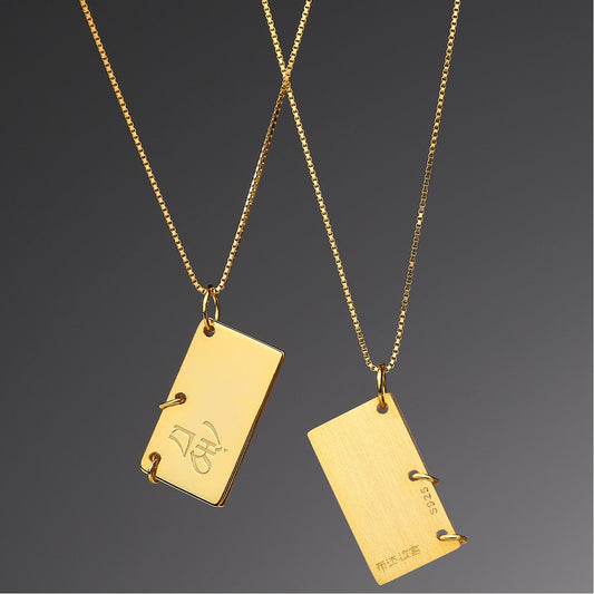 Handmade Tibetan Buddhist Cangyang Love Letter Polished 925 Silver Pendant Necklace – Spiritual Jewelry for Eternal Love