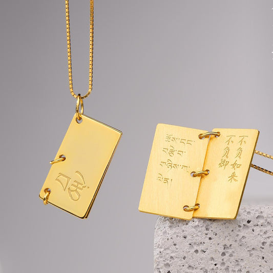 Handmade Tibetan Buddhist Cangyang Love Letter Brushed 925 Silver Pendant Necklace – Spiritual Jewelry for Love and Protection