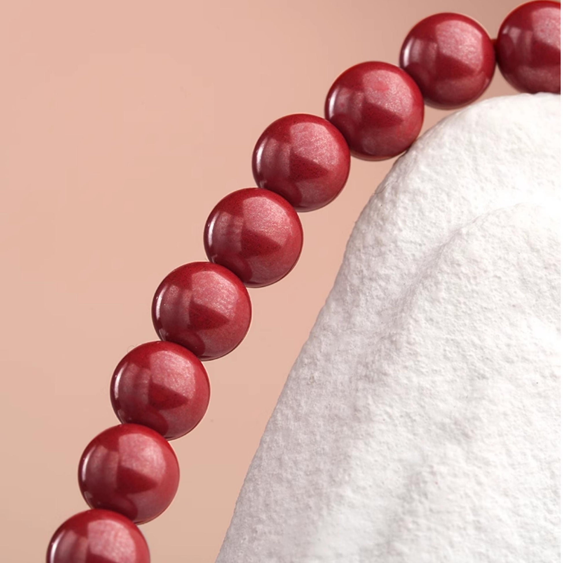 Tibetan Buddhist cinnabar mala necklace with amber pendant spiritual jewelry design