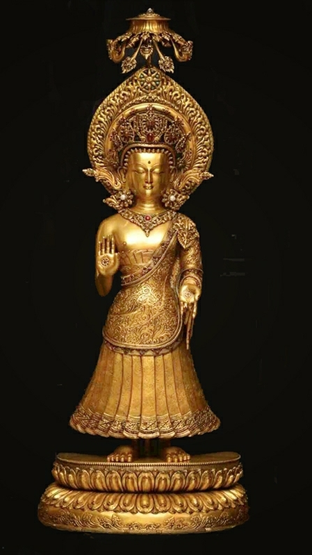 Collectible Dipankara Buddha statue in Tibetan Buddhist style, handmade Buddha Statue-Art with mineral pigments, authentic Tibetan Buddhist statues for collectors