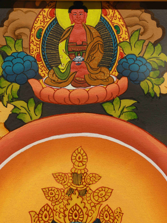 Traditional Tibetan Thangka of Four-Armed Avalokiteshvara and Manjushri - Hand Painted Sacred Art