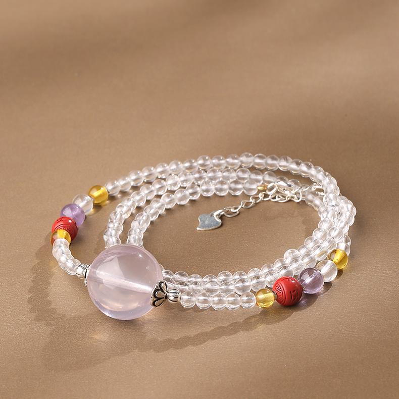 Handmade Tibetan white crystal cinnabar pendant for spiritual protection.