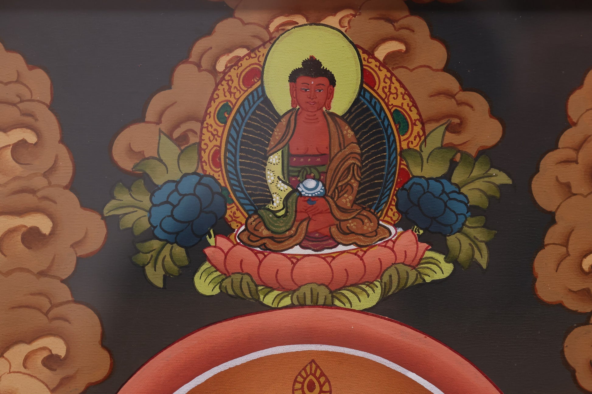 Four-Armed Avalokiteshvara Mantra Prayer Thangka – Tibetan spiritual art for meditation and devotion.