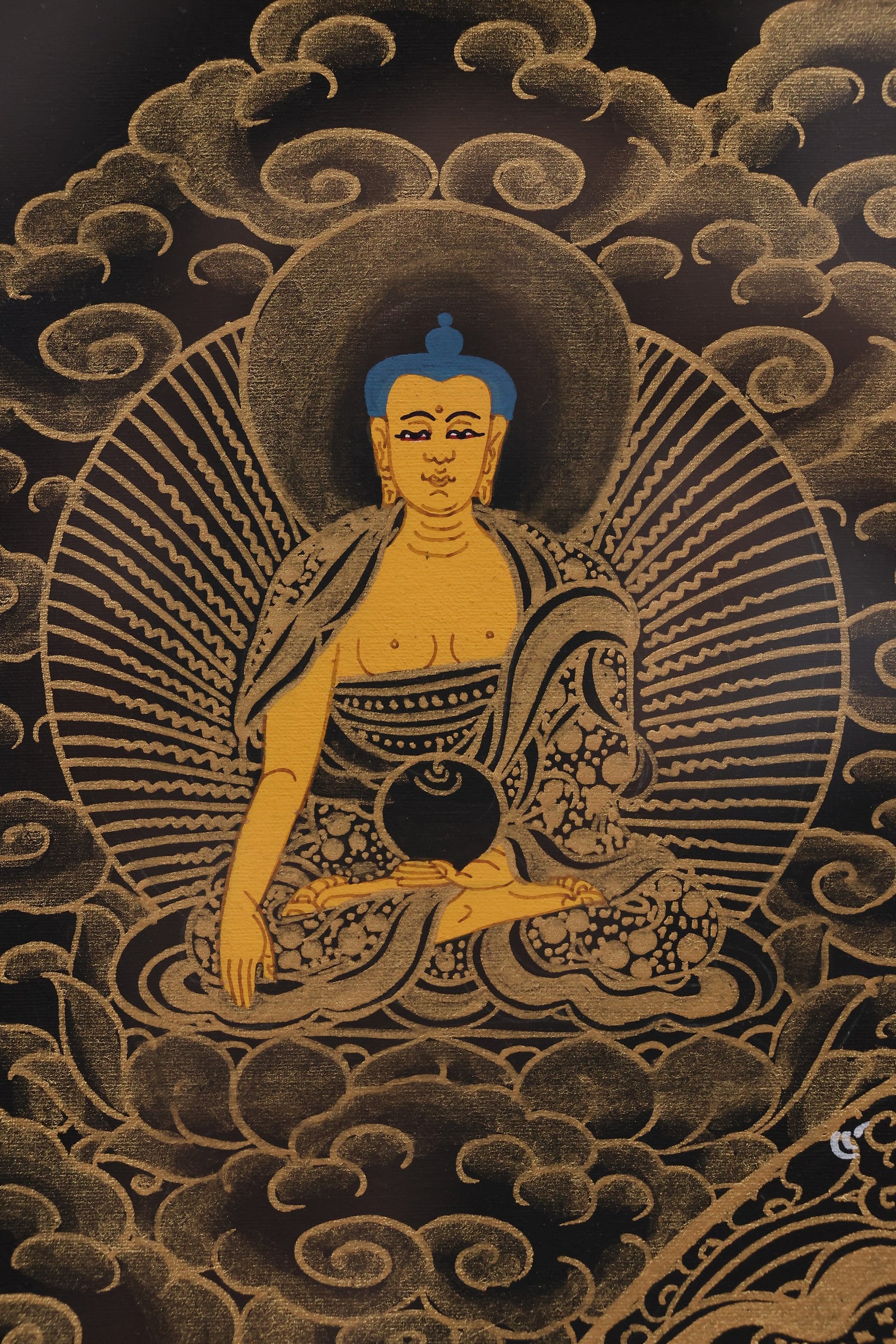 A Tibetan Buddhist thangka featuring both Mahakala and Jambhala, embodying the merits of protection and wealth.