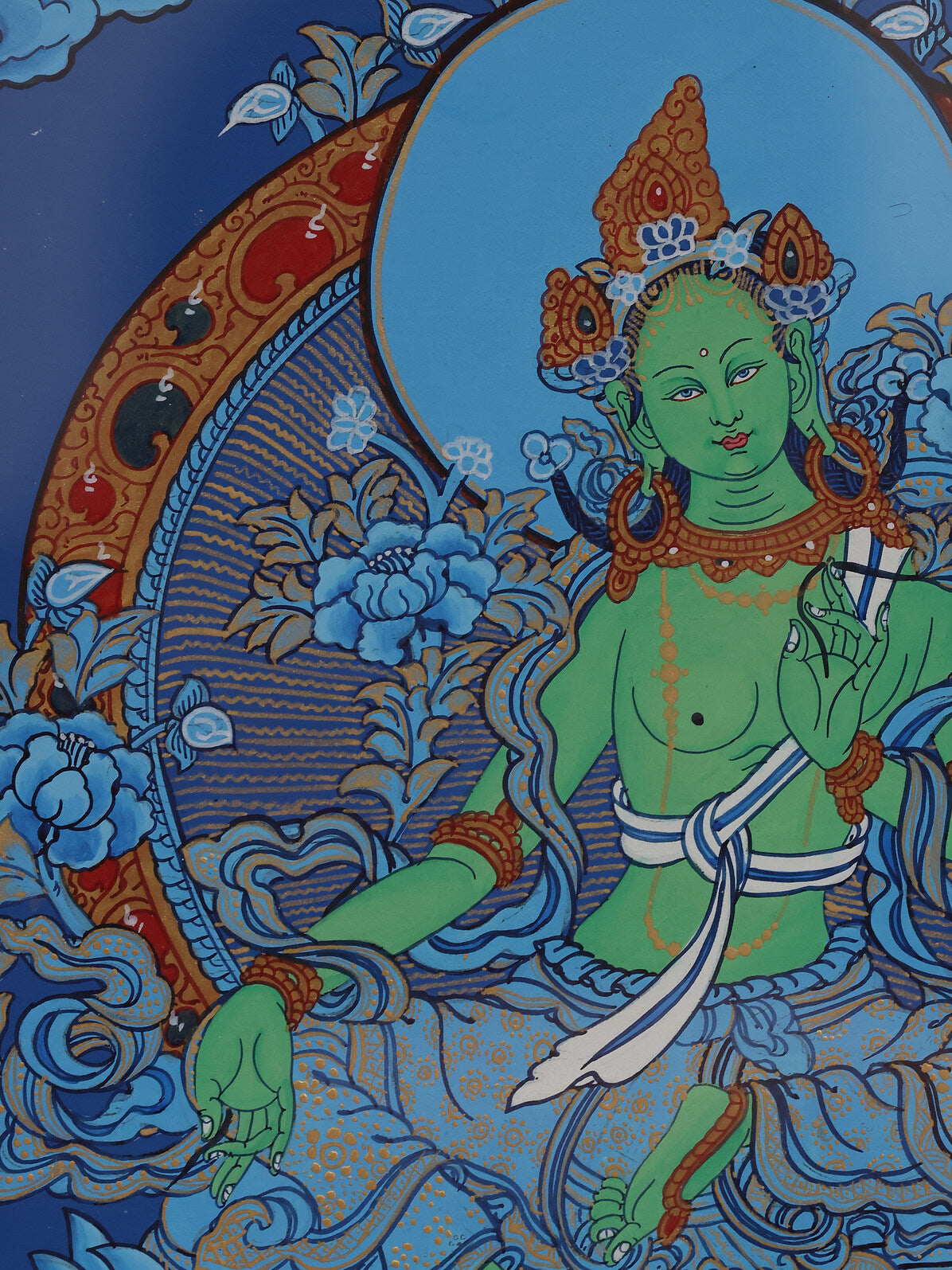 Compassionate Blue Tara Bodhisattva painting for spiritual guidance