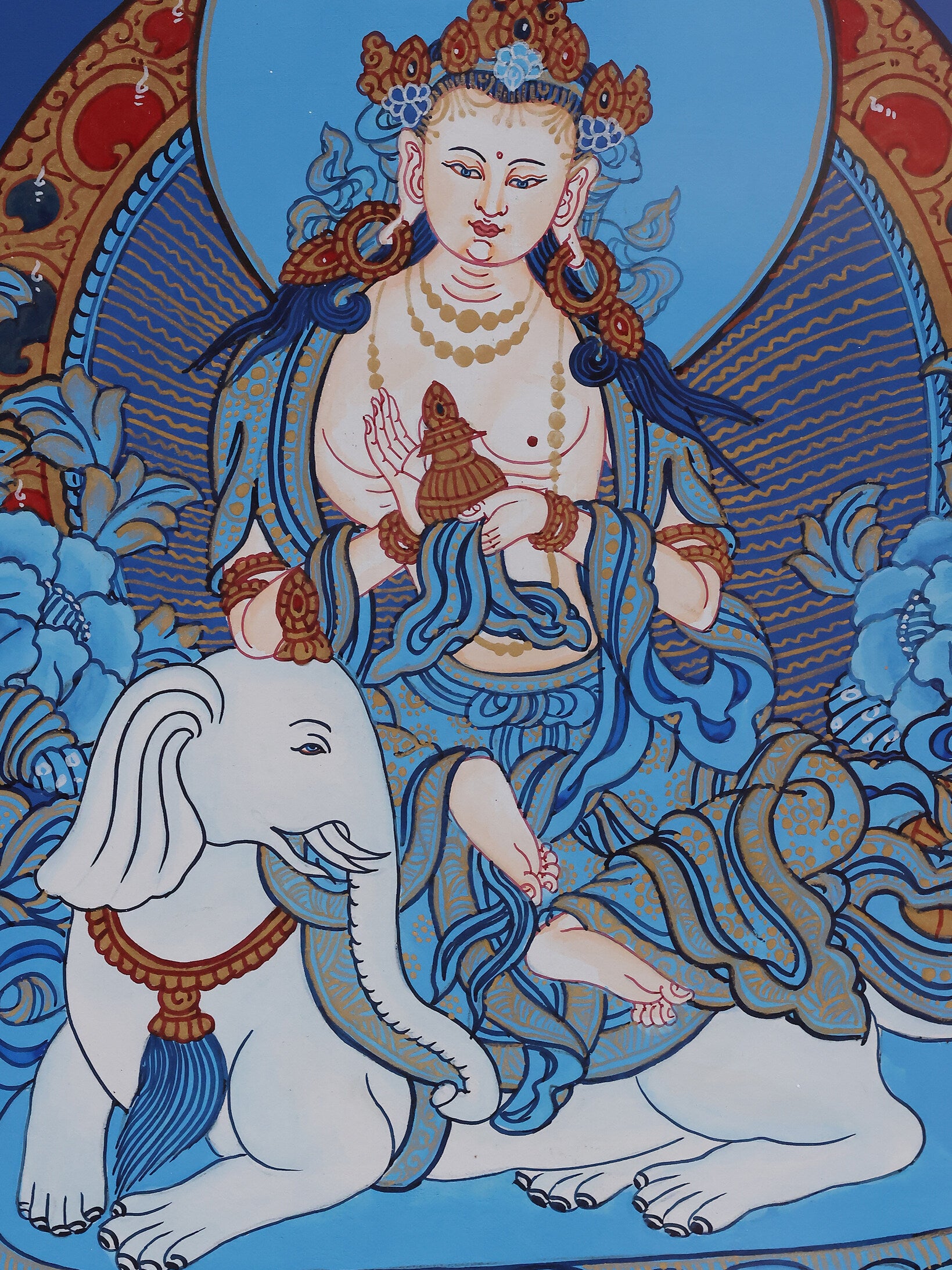 Vajradhara and Samantabhadra in blue Tibetan thangka style, illustrating tantric Buddhist teachings.