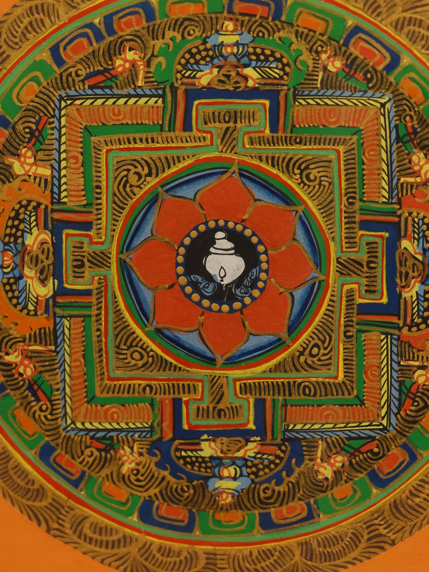 Vajrayana mandala thangka painting representing enlightenment and tantric wisdom