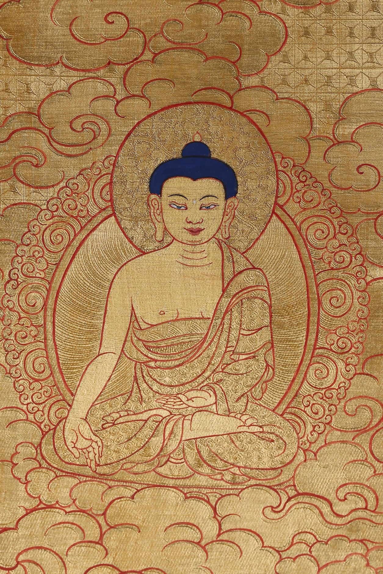 Avalokiteshvara thousand armed compassion Tibetan art, hand painted thangka with mineral pigments and gold accents