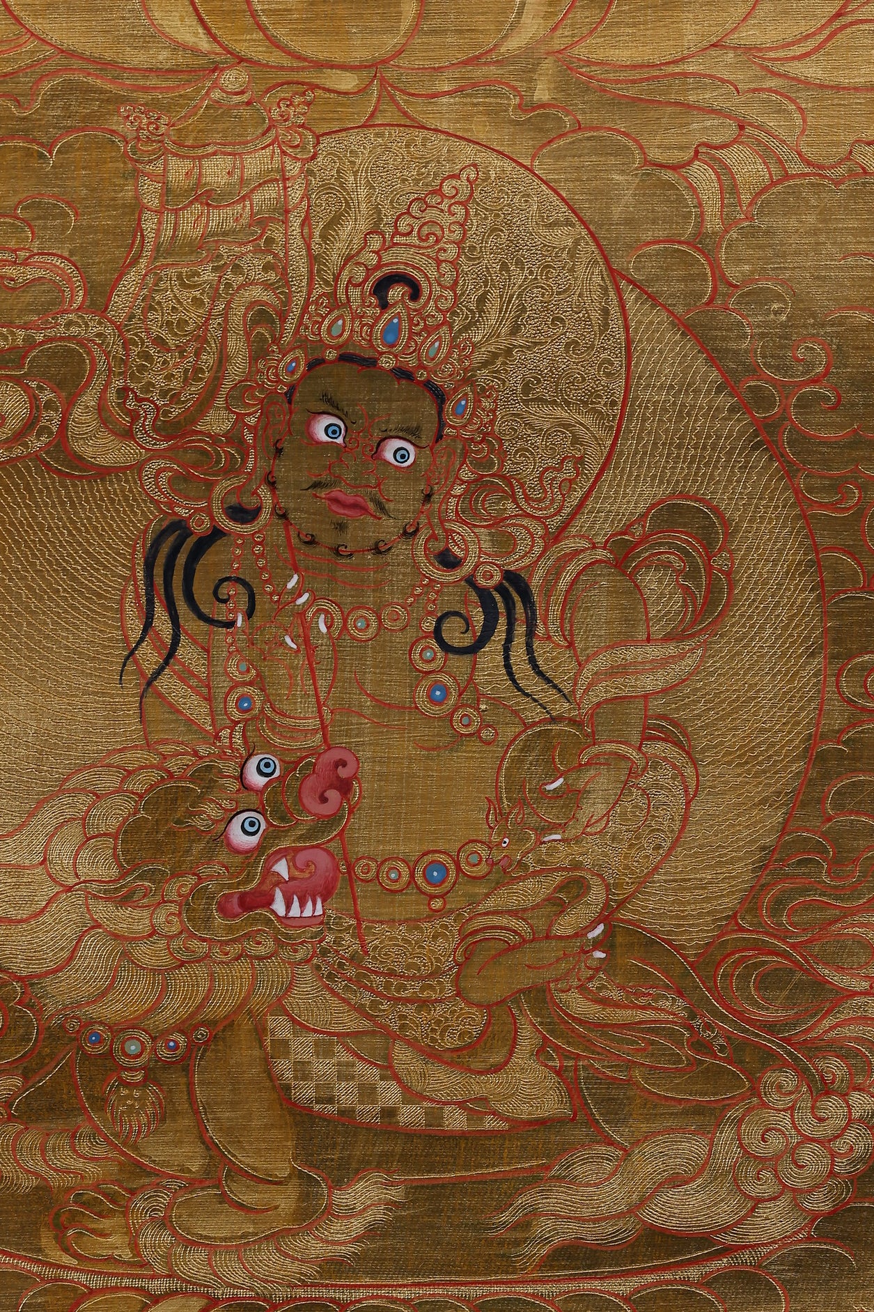 Compassionate Avalokiteshvara thousand armed thangka, 24k gold leaf Tibetan Buddhist art for home protection and blessing