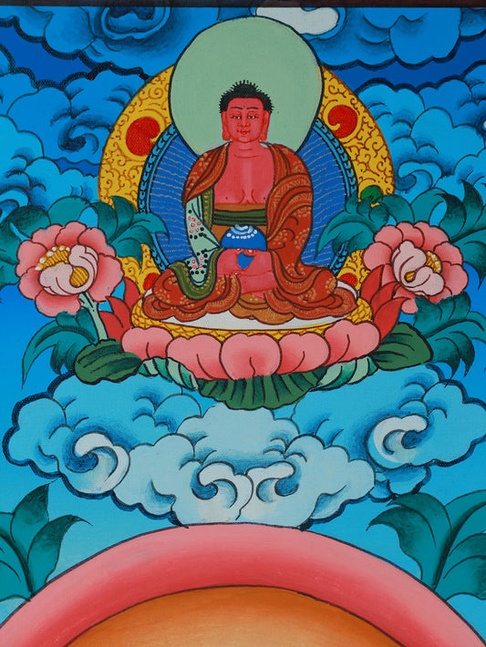 Vajrasattva purification Thangka painting, symbolizing spiritual cleansing in Vajrayana Buddhist practice.