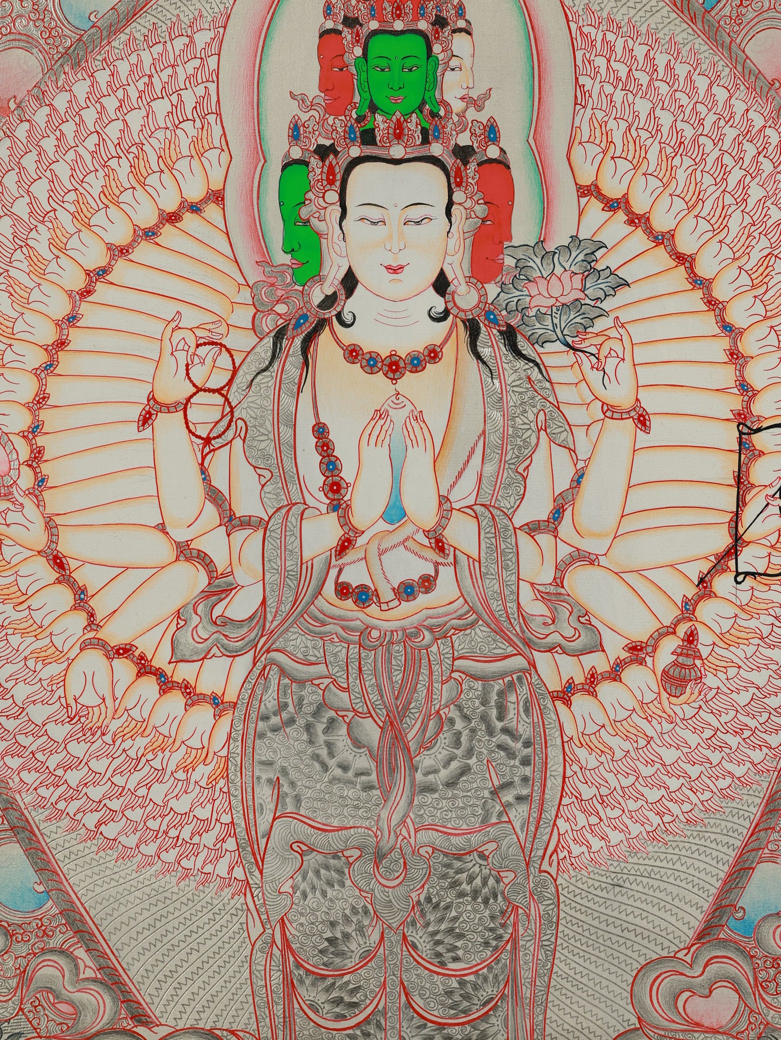 Sacred Green Tara Thangka representing traditional Tibetan Buddhist religious art.