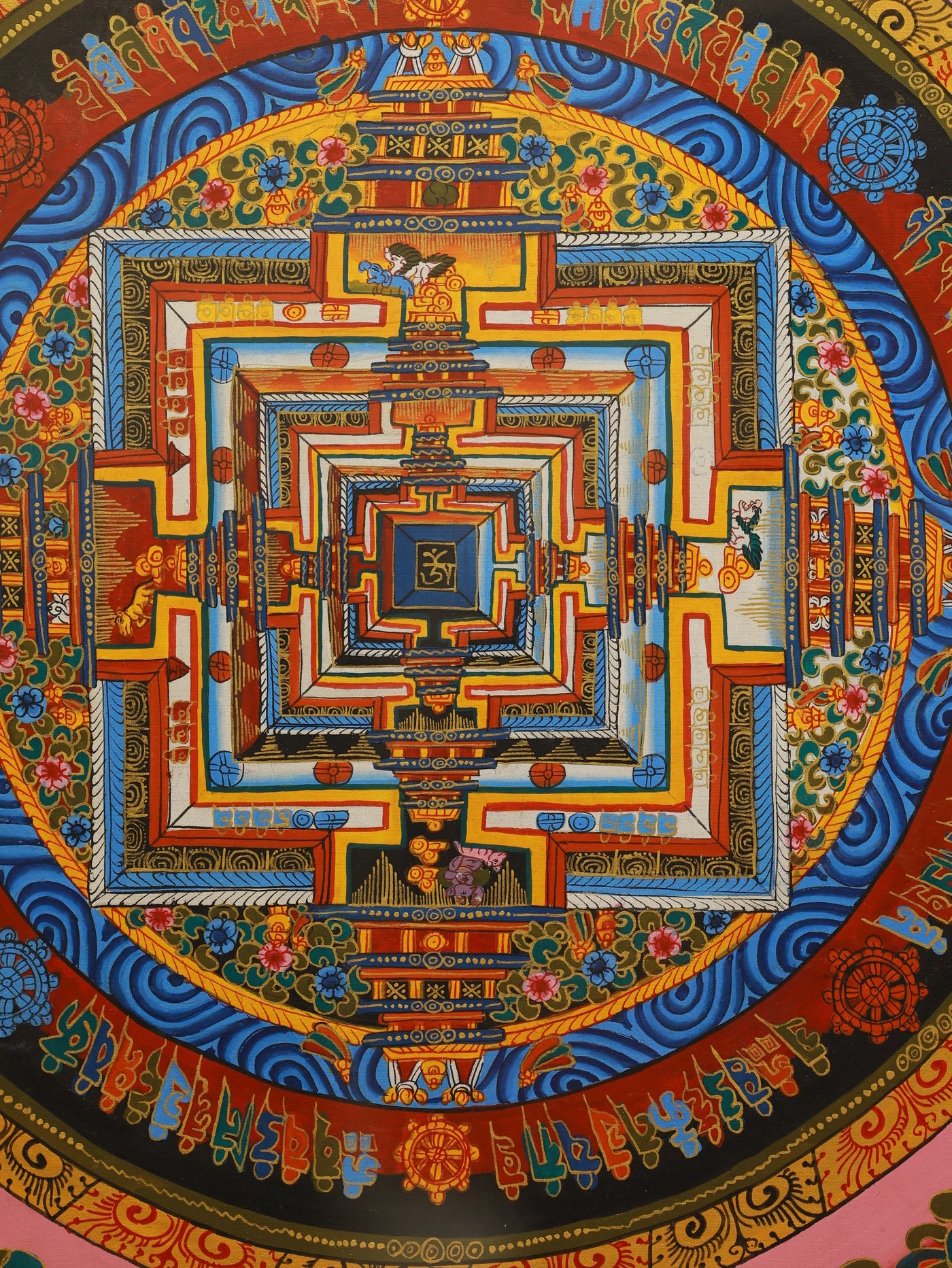 Sacred geometry of the Guhyasamaja Mandala Thangka illustrating the multi-layered structure of enlightenment.