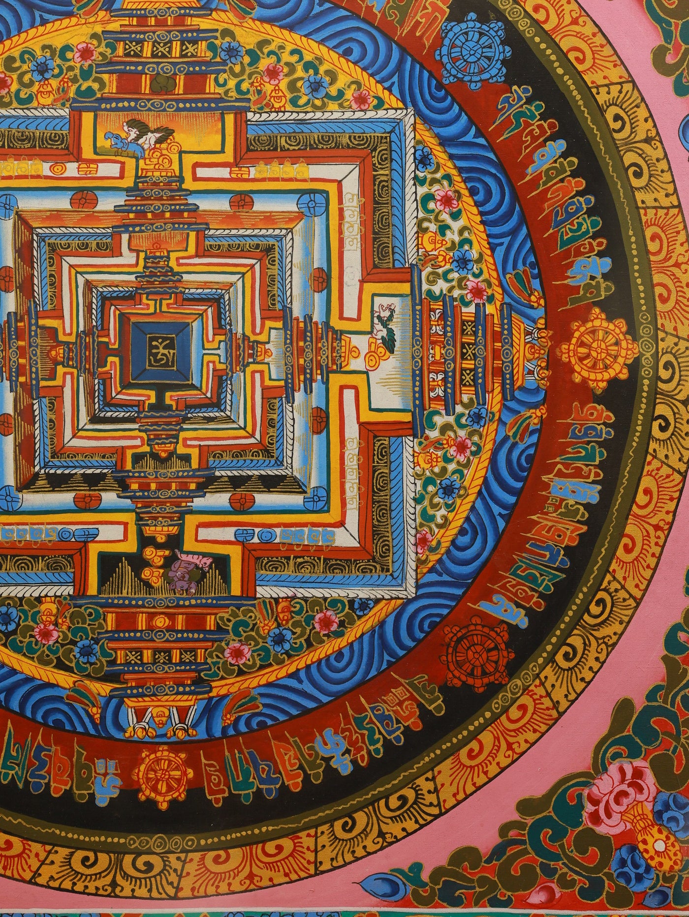 Vajrayana Guhyasamaja Mandala Thangka representing the union of wisdom and compassion in Tibetan Buddhism.