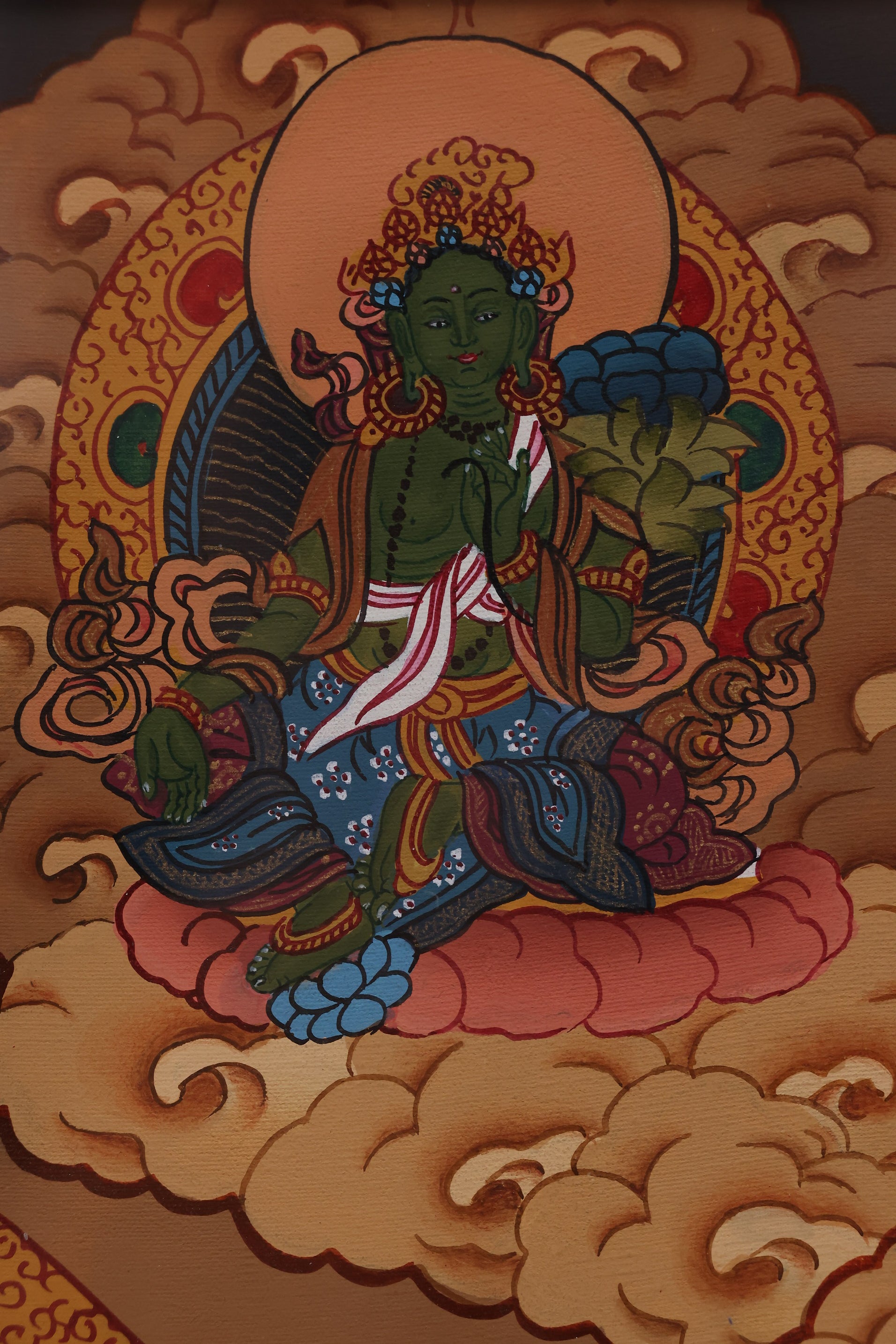 White Avalokiteshvara Thangka (Natural Mineral Pigments) – authentic Tibetan Buddhist art with long-lasting color.