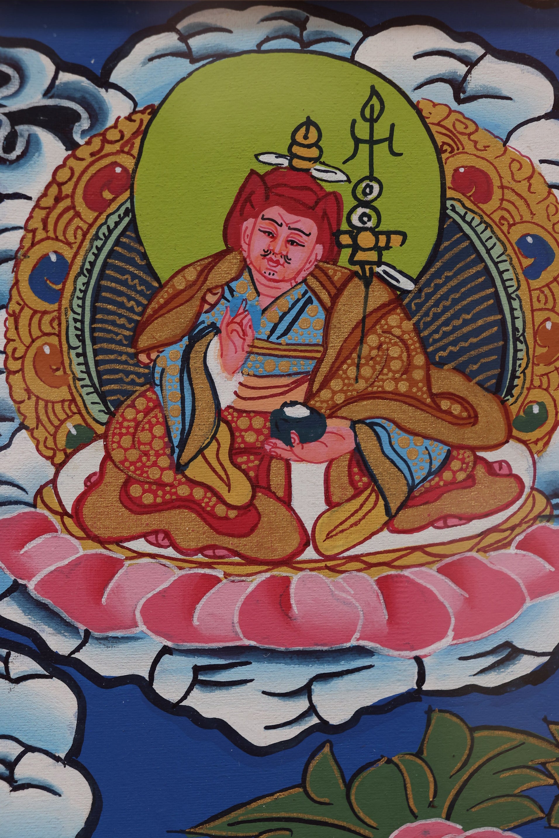 Seven Medicine Buddhas Thangka – Tibetan Buddhist art embodying collective healing vows and spiritual support.
