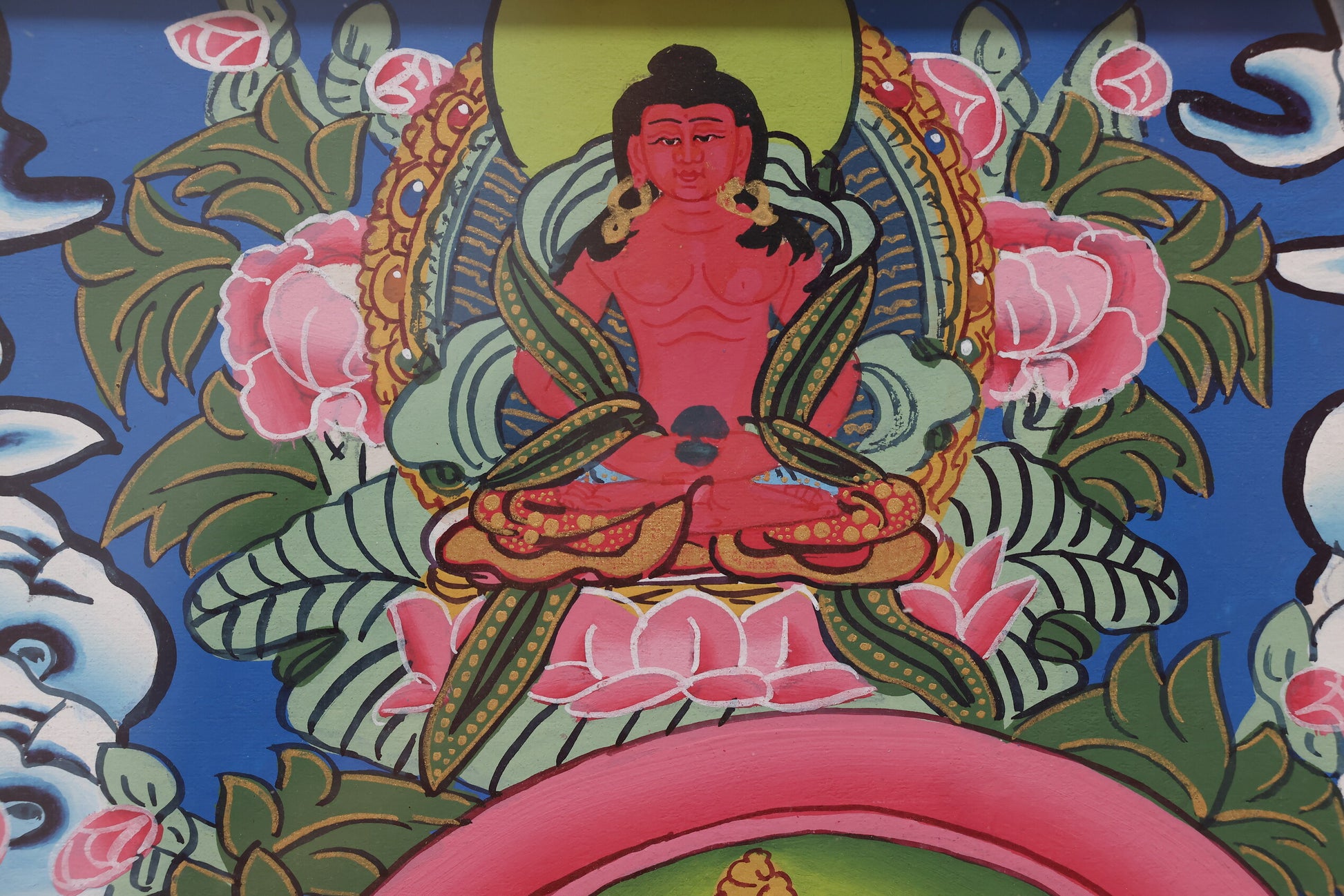 Three Long Life Deities thangka representing health, longevity, and spiritual blessings