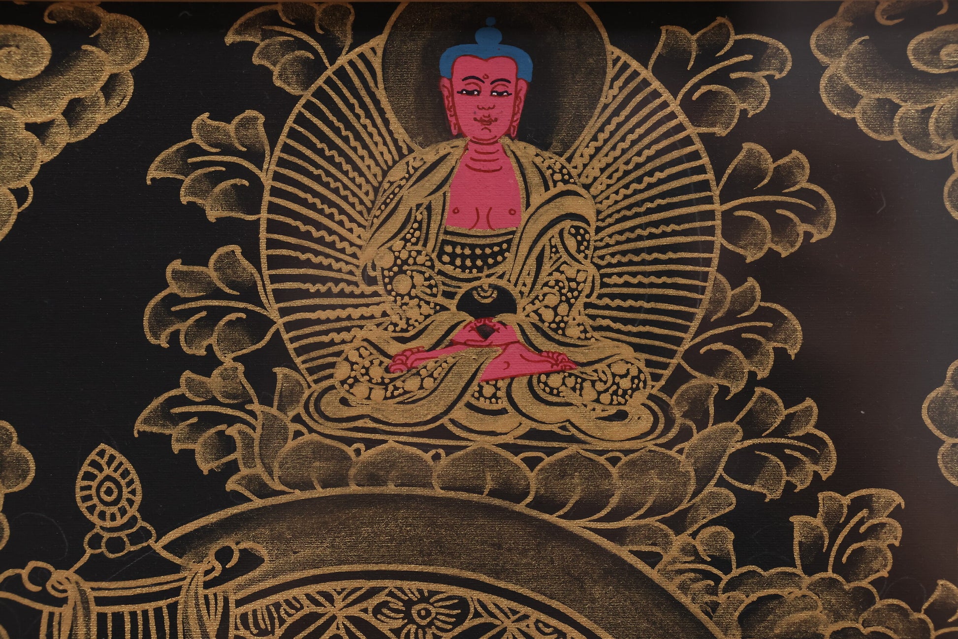 A Vajrayana wealth deity thangka, illustrating the essential practices of the esoteric wealth deity.