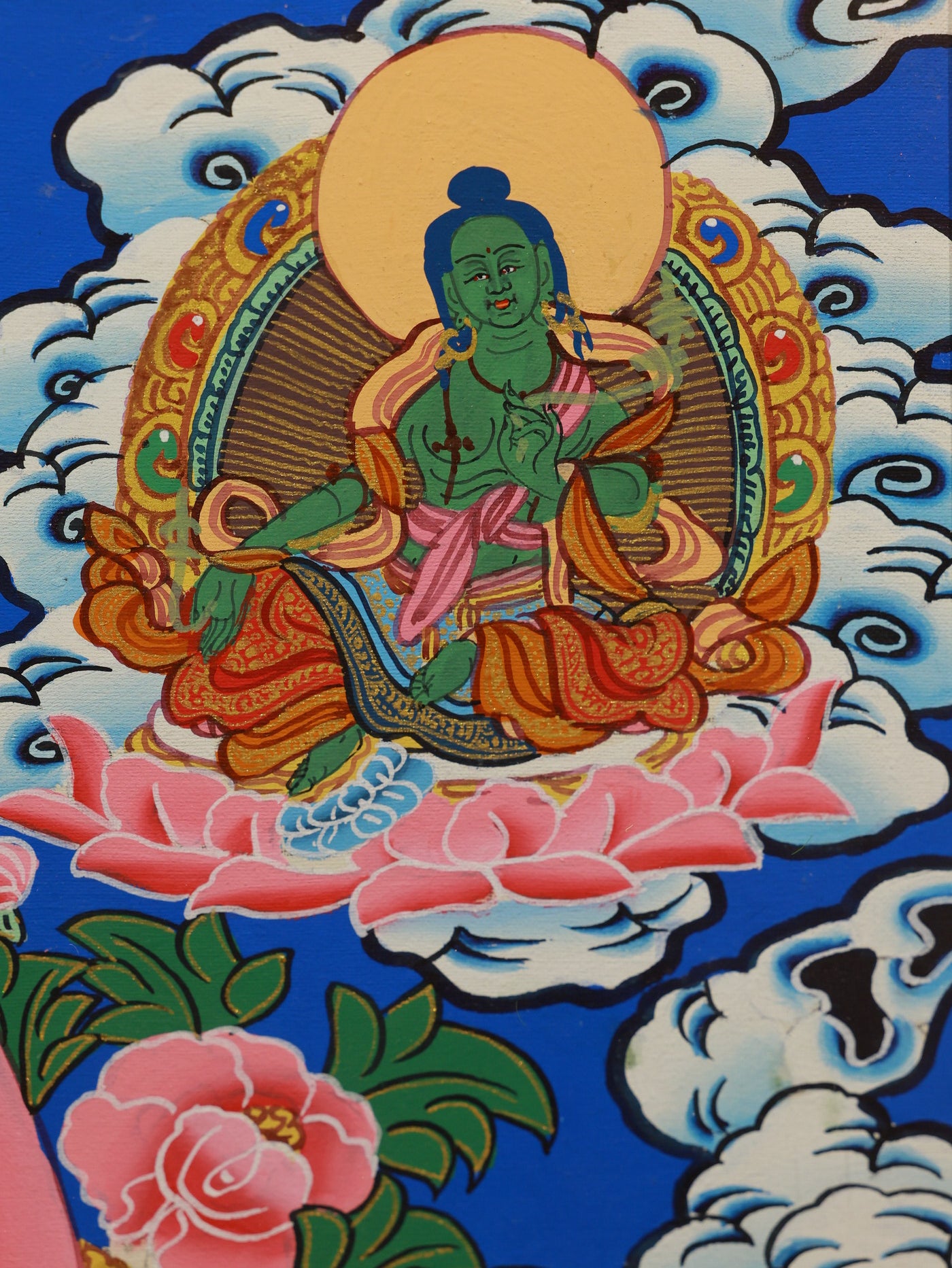 Mahavairocana Buddha thangka with the Five Dhyani Buddhas, expressing ultimate truth and enlightened mind