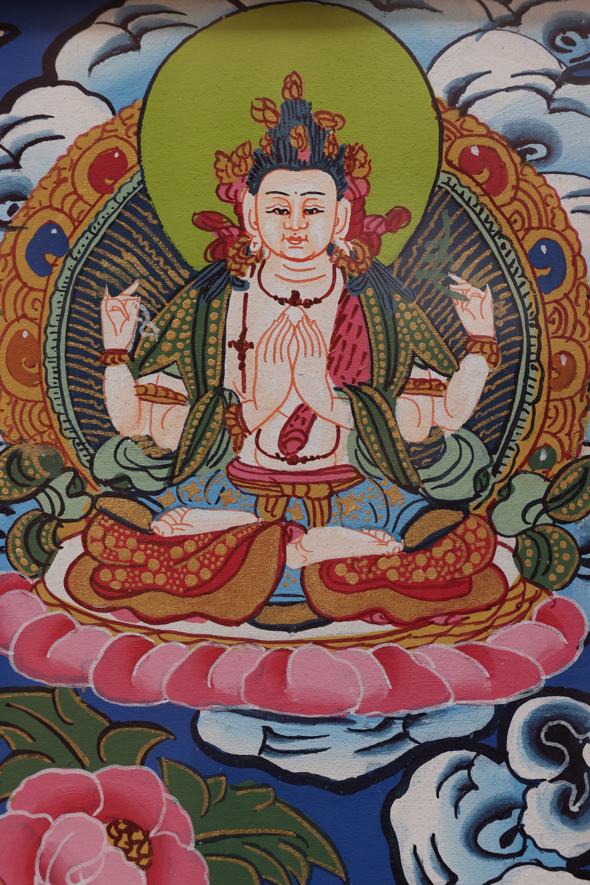 Medicine Buddha Thangka with Rakshasa Generals – Tibetan Buddhist protector art for shielding from life’s obstacles.